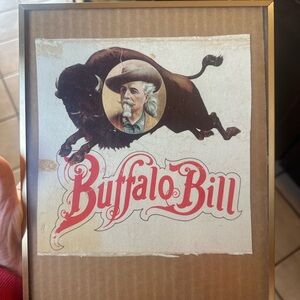 Buffalo Bill Western Art Print + Frame Set Vintage Cowboy Decor(3pc Bundle)